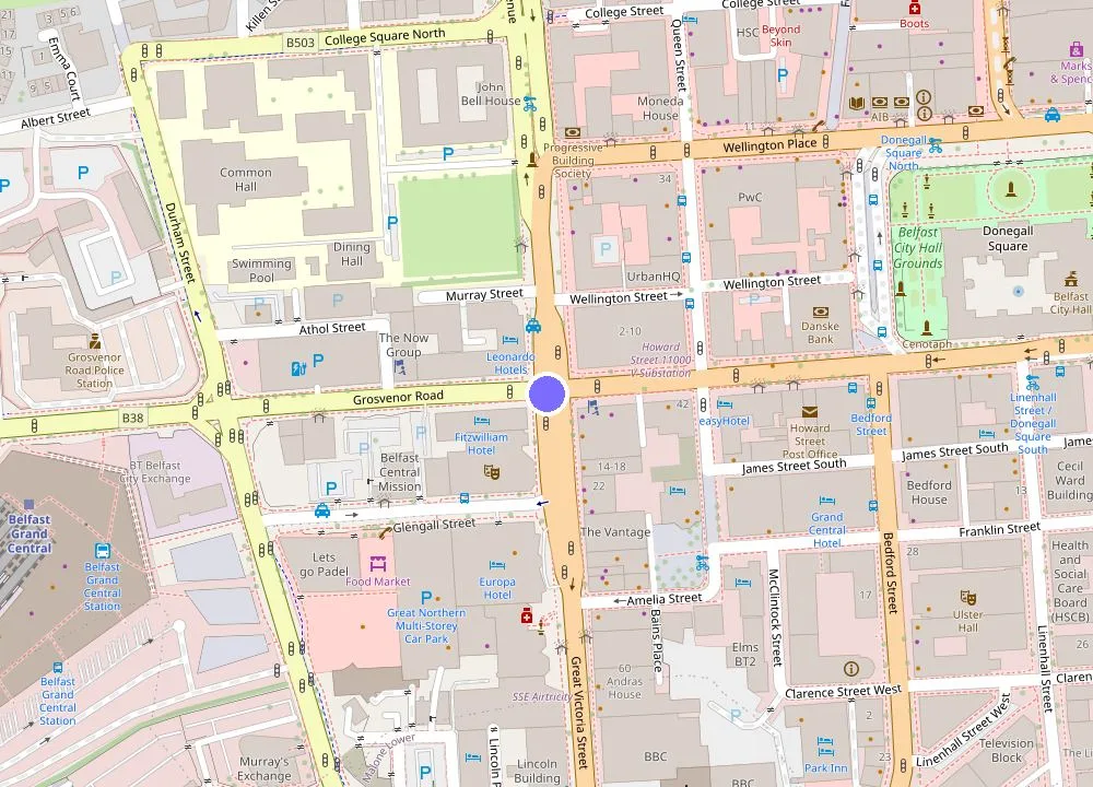 Map: Leonardo Hotel Belfast